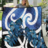 Piwakawaka New Zealand Matariki Quilt Maori New Year Silver Fern Blue Galaxy LT14 Blue - Polynesian Pride