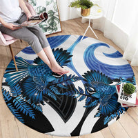 Piwakawaka New Zealand Matariki Round Carpet Maori New Year Silver Fern Blue Galaxy LT14 - Polynesian Pride