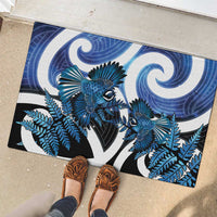 Piwakawaka New Zealand Matariki Rubber Doormat Maori New Year Silver Fern Blue Galaxy LT14 - Polynesian Pride