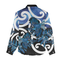 Piwakawaka New Zealand Matariki Women Casual Shirt Maori New Year Silver Fern Blue Galaxy LT14 - Polynesian Pride