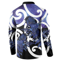 Piwakawaka New Zealand Matariki Button Sweatshirt Maori New Year Silver Fern Purple Galaxy LT14 - Polynesian Pride