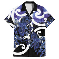 Piwakawaka New Zealand Matariki Family Matching Short Sleeve Bodycon Dress and Hawaiian Shirt Maori New Year Silver Fern Purple Galaxy LT14 Dad's Shirt - Short Sleeve Purple - Polynesian Pride