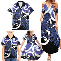 Piwakawaka New Zealand Matariki Family Matching Summer Maxi Dress and Hawaiian Shirt Maori New Year Silver Fern Purple Galaxy LT14 - Polynesian Pride