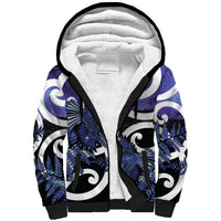 Piwakawaka New Zealand Matariki Sherpa Hoodie Maori New Year Silver Fern Purple Galaxy LT14 Unisex Purple - Polynesian Pride