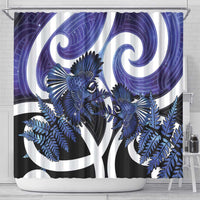 Piwakawaka New Zealand Matariki Shower Curtain Maori New Year Silver Fern Purple Galaxy LT14 - Polynesian Pride