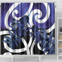 Piwakawaka New Zealand Matariki Shower Curtain Maori New Year Silver Fern Purple Galaxy LT14 - Polynesian Pride