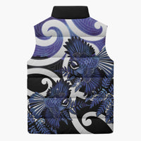 Piwakawaka New Zealand Matariki Sleeveless Puffer Jacket Maori New Year Silver Fern Purple Galaxy LT14 - Polynesian Pride
