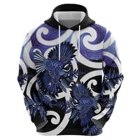 Piwakawaka New Zealand Matariki Zip Hoodie Maori New Year Silver Fern Purple Galaxy LT14 - Polynesian Pride