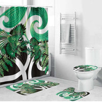 Piwakawaka New Zealand Matariki Bathroom Set Maori New Year Silver Fern Green Galaxy LT14 Bathroom Set (4 pcs) Green - Polynesian Pride