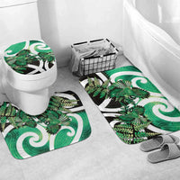 Piwakawaka New Zealand Matariki Bathroom Set Maori New Year Silver Fern Green Galaxy LT14 Mat Set Only (3 pcs) One Size Green - Polynesian Pride