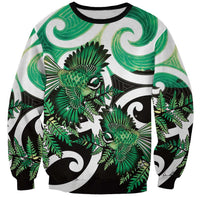 Piwakawaka New Zealand Matariki Sweatshirt Maori New Year Silver Fern Green Galaxy LT14 Unisex Green - Polynesian Pride