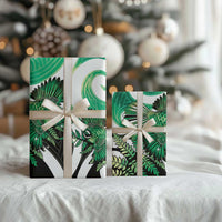 Piwakawaka New Zealand Matariki Wrapping Paper Maori New Year Silver Fern Green Galaxy LT14 - Polynesian Pride