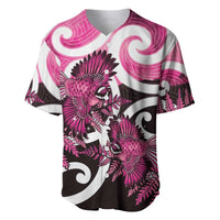 Piwakawaka New Zealand Matariki Baseball Jersey Maori New Year Silver Fern Pink Galaxy LT14 Pink - Polynesian Pride