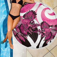 Piwakawaka New Zealand Matariki Beach Blanket Maori New Year Silver Fern Pink Galaxy LT14 - Polynesian Pride