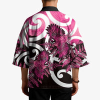 Piwakawaka New Zealand Matariki Kimono Maori New Year Silver Fern Pink Galaxy LT14 - Polynesian Pride