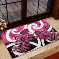 Piwakawaka New Zealand Matariki Rubber Doormat Maori New Year Silver Fern Pink Galaxy LT14 - Polynesian Pride