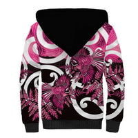 Piwakawaka New Zealand Matariki Sherpa Hoodie Maori New Year Silver Fern Pink Galaxy LT14 - Polynesian Pride
