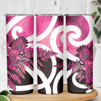 Piwakawaka New Zealand Matariki Skinny Tumbler Maori New Year Silver Fern Pink Galaxy LT14 - Polynesian Pride