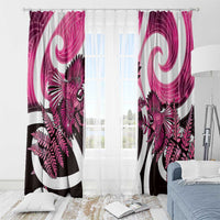 Piwakawaka New Zealand Matariki Window Curtain Maori New Year Silver Fern Pink Galaxy LT14 - Polynesian Pride