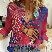 Polynesian Pride Father Day Guam Women Casual Shirt I Love You Dad Guaman Latte Stone LT14 Female Red - Polynesian Pride