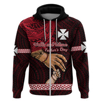 Custom Father Day Wallis and Futuna Hoodie I Love You Dad LT14 Zip Hoodie Red - Polynesian Pride