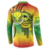 Hawaii Flag Day Button Sweatshirt Kanaka Maoli With Kakau Polynesian Pattern LT14