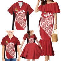 Tonga Rugby Custom Family Matching Mermaid Dress and Hawaiian Shirt Go ʻIkale Tahi Go Tongan Tapa Cloth