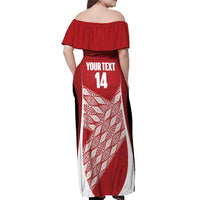 Tonga Rugby Custom Off Shoulder Maxi Dress Go ʻIkale Tahi Go Tongan Tapa Cloth