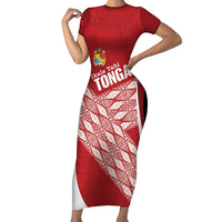 Tonga Rugby Custom Short Sleeve Bodycon Dress Go ʻIkale Tahi Go Tongan Tapa Cloth