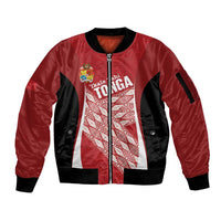Tonga Rugby Custom Sleeve Zip Bomber Jacket Go ʻIkale Tahi Go Tongan Tapa Cloth