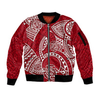 Polynesian Pride Hawaii Sleeve Zip Bomber Jacket Hawaiian Tribal Honu Red Version LT14 Unisex Red - Polynesian Pride