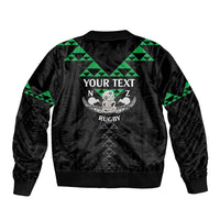 Personalised Aotearoa Rugby Bomber Jacket New Zealand Maori Kete Matauranga Pattern