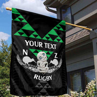 Personalised Aotearoa Rugby Garden Flag New Zealand Maori Kete Matauranga Pattern