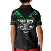 Personalised Aotearoa Rugby Kid Polo Shirt New Zealand Maori Kete Matauranga Pattern