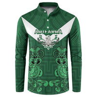 Custom Aotearoa Rugby Button Sweatshirt New Zealand Maori Kete Poutama Pattern