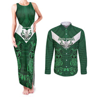 Custom Aotearoa Rugby Couples Matching Tank Maxi Dress and Long Sleeve Button Shirt New Zealand Maori Kete Poutama Pattern
