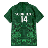 Custom Aotearoa Rugby Family Matching Puletasi and Hawaiian Shirt New Zealand Maori Kete Poutama Pattern