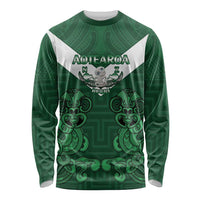 Custom Aotearoa Rugby Long Sleeve Shirt New Zealand Maori Kete Poutama Pattern