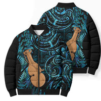 Kotiate New Zealand Bomber Puffer Jacket Maori Weapon Paua Shell Haka Fern