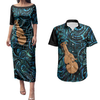 Kotiate New Zealand Couples Matching Puletasi and Hawaiian Shirt Maori Weapon Paua Shell Haka Fern LT14 Turquoise - Polynesian Pride