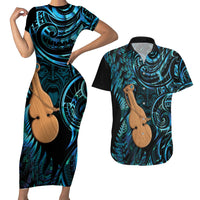 Kotiate New Zealand Couples Matching Short Sleeve Bodycon Dress and Hawaiian Shirt Maori Weapon Paua Shell Haka Fern