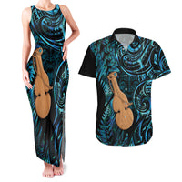 Kotiate New Zealand Couples Matching Tank Maxi Dress and Hawaiian Shirt Maori Weapon Paua Shell Haka Fern