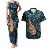 Kotiate New Zealand Couples Matching Tank Maxi Dress and Hawaiian Shirt Maori Weapon Paua Shell Haka Fern LT14 Turquoise - Polynesian Pride