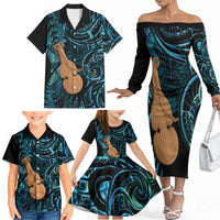 Kotiate New Zealand Family Matching Off The Shoulder Long Sleeve Dress and Hawaiian Shirt Maori Weapon Paua Shell Haka Fern LT14 - Polynesian Pride