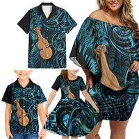 Kotiate New Zealand Family Matching Off Shoulder Short Dress and Hawaiian Shirt Maori Weapon Paua Shell Haka Fern LT14 - Polynesian Pride