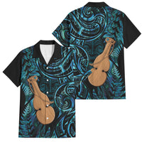 Kotiate New Zealand Family Matching Off Shoulder Short Dress and Hawaiian Shirt Maori Weapon Paua Shell Haka Fern LT14 Dad's Shirt - Short Sleeve Turquoise - Polynesian Pride