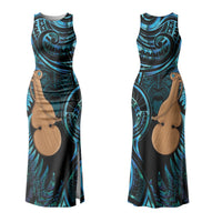 Kotiate New Zealand Family Matching Tank Maxi Dress and Hawaiian Shirt Maori Weapon Paua Shell Haka Fern LT14 Mom's Dress Turquoise - Polynesian Pride