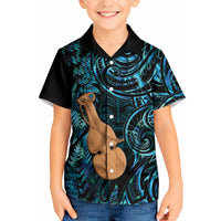 Kotiate New Zealand Kid Hawaiian Shirt Maori Weapon Paua Shell Haka Fern LT14 Kid Turquoise - Polynesian Pride