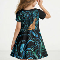 Kotiate New Zealand Kid Short Sleeve Dress Maori Weapon Paua Shell Haka Fern LT14 - Polynesian Pride