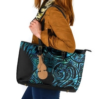 Kotiate New Zealand Leather Tote Bag Maori Weapon Paua Shell Haka Fern